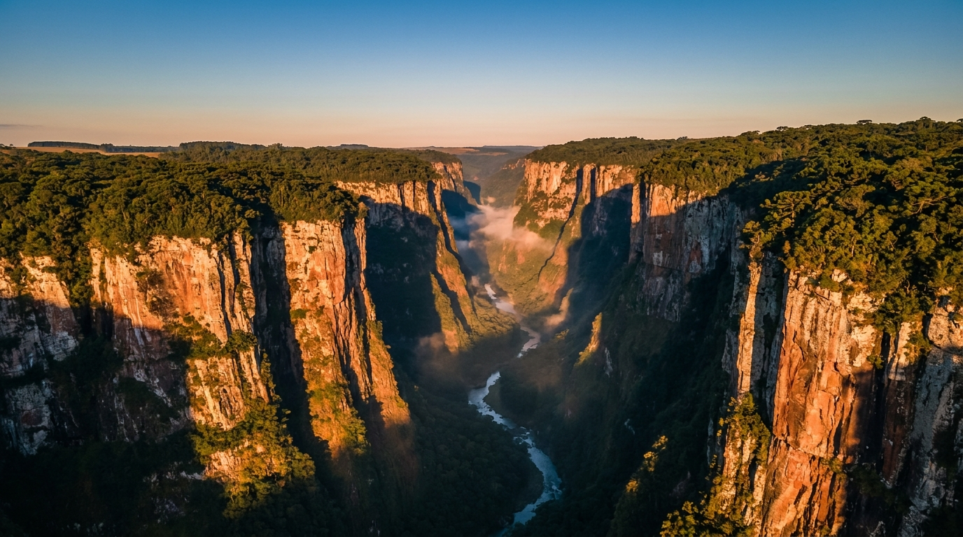 Cânion Itaimbezinho em Cambará do Sul — paredões de arenito com 600 m de profundidade, principal destino de ecoturismo no Rio Grande do Sul